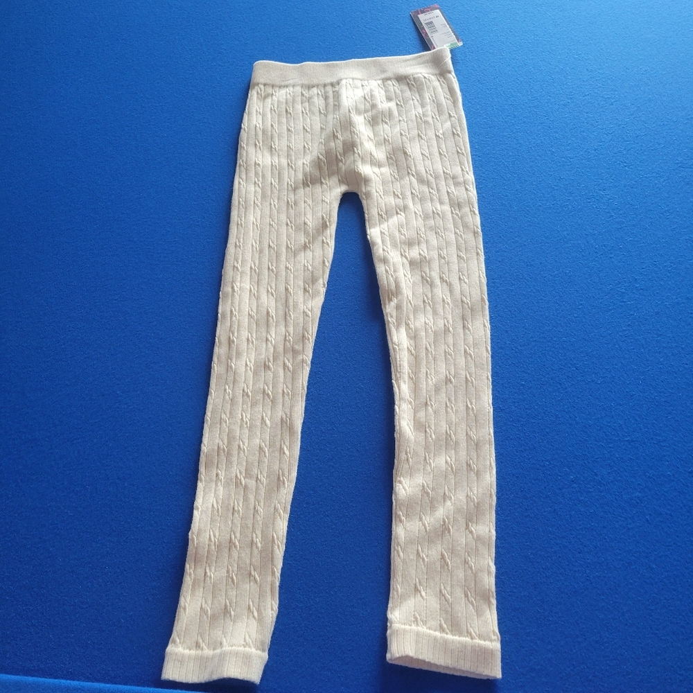 NWT Sears Kids Cream Cable Knit Leggings Medium (10/12)